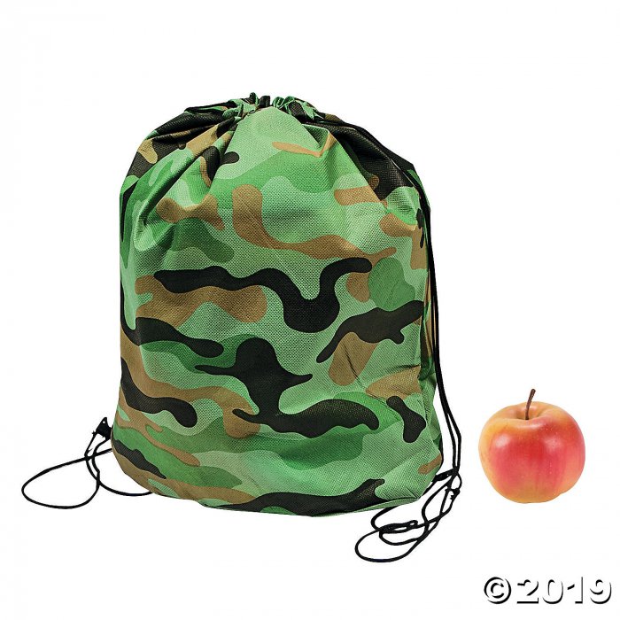 Medium Green Camouflage Drawstring Bags (Per Dozen)