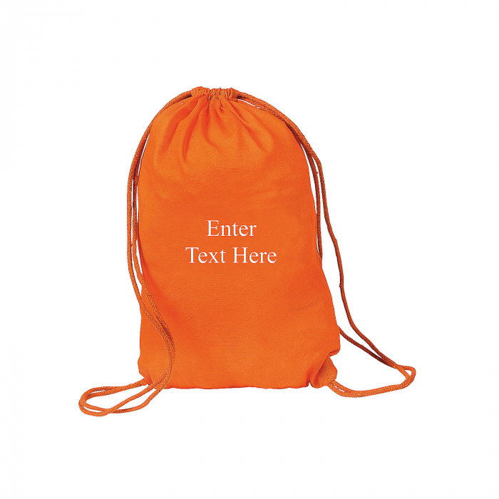 Personalized Orange Drawstring Bags (Per Dozen)