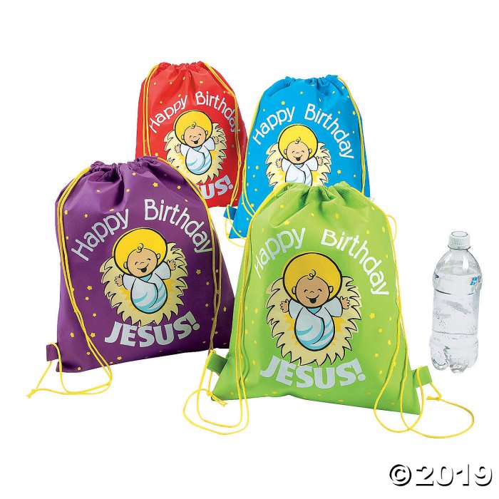 Happy Birthday Jesus Medium Drawstring Bags (Per Dozen)