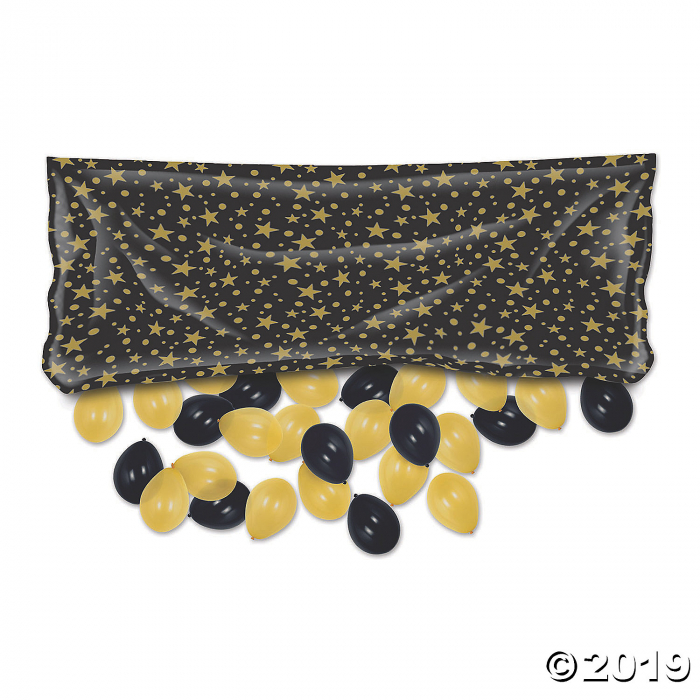 Black & Gold Balloon Drop Bag with Latex Balloons (1 Piece(s))