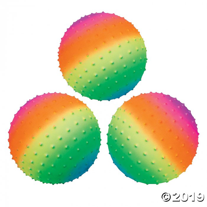 Inflatable Rainbow Spike Balls - 8 (Per Dozen)
