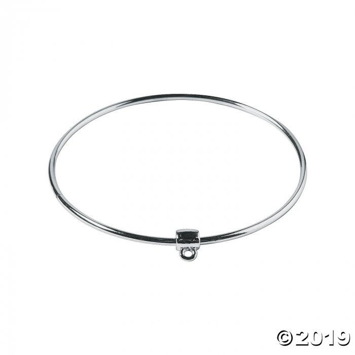 Silvertone Charm Bangle Bracelets (6 Piece(s))