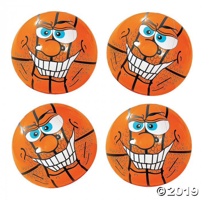 Inflatable 9" Crazy Face Basketball Medium Beach Balls (Per Dozen)