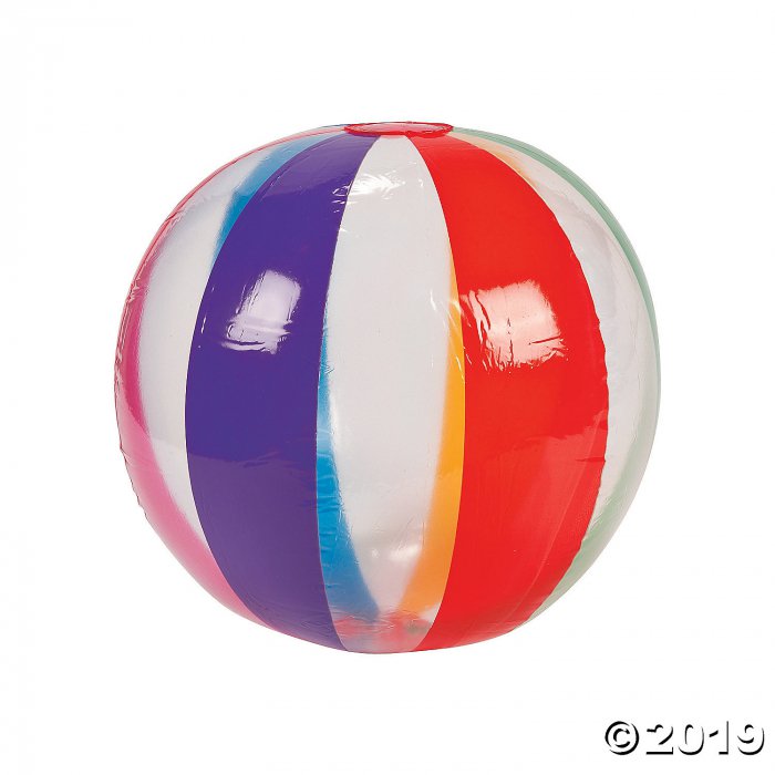 Inflatable 16" Clear Rainbow Extra Large Beach Balls (6 Piece(s))