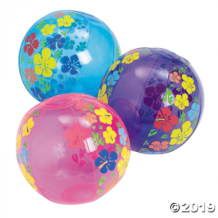 Inflatable 5" Hibiscus Mini Beach Balls (Per Dozen)