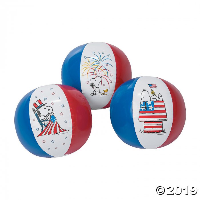 Inflatable 11" Peanuts® Patriotic Medium Beach Balls (Per Dozen)