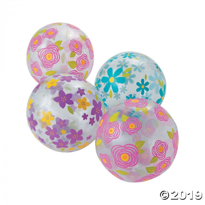 Inflatable 11" Floral Print Medium Beach Balls (Per Dozen)