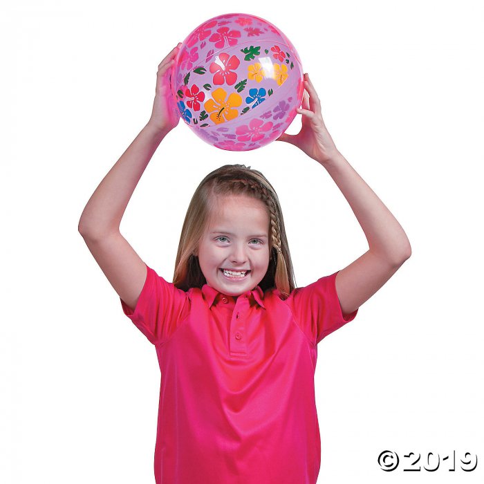 Inflatable 11" Hibiscus Large Beach Balls (Per Dozen)