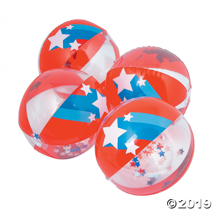 Inflatable 11 Patriotic Confetti Medium Beach Balls (Per Dozen)