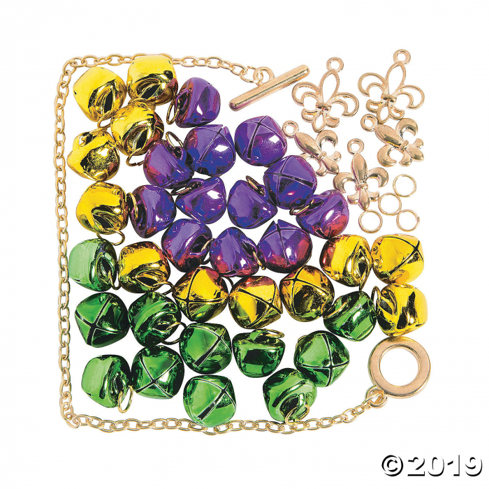 Mardi Gras Jingle Bell Bracelet Craft Kit (Makes 2)