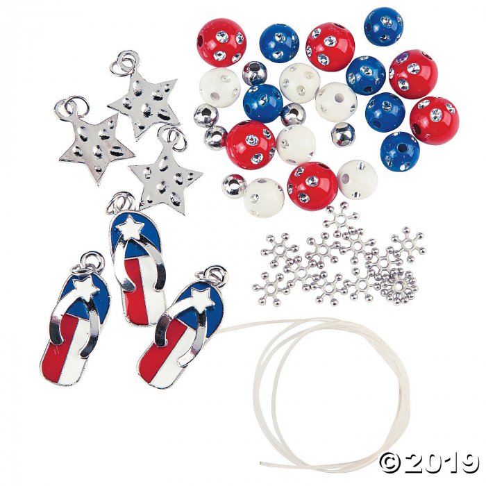 American Flag Flip Flop Bracelet Craft Kit (Makes 2)