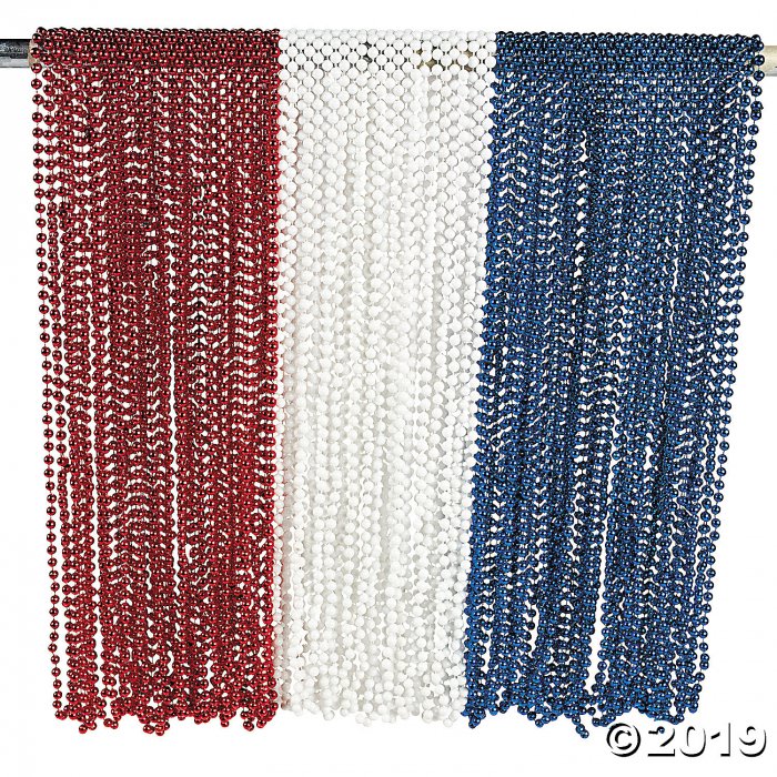 Patriotic Red, White & Blue Beaded Necklace Assortment (144 Piece(s))
