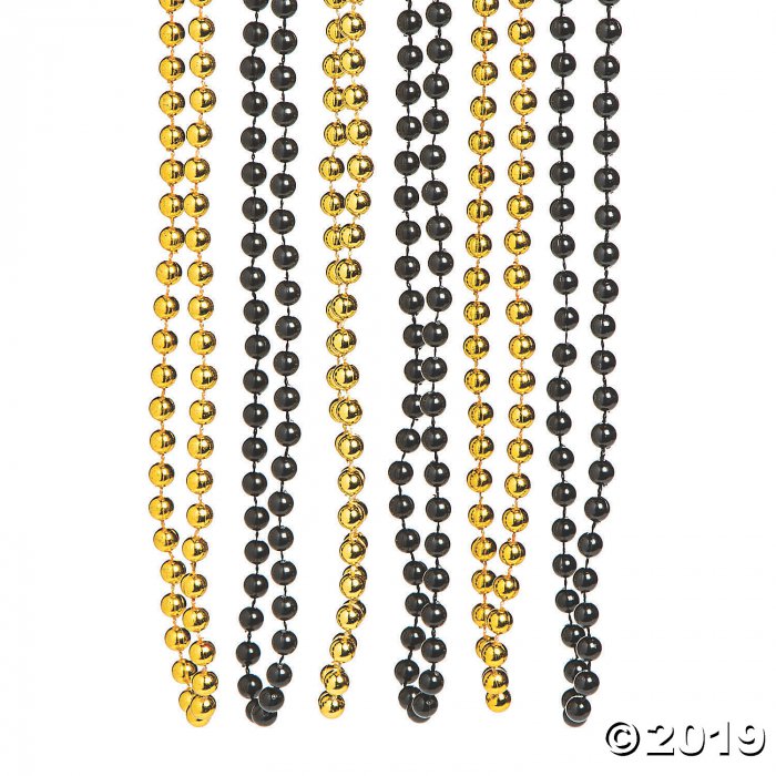 Black & Gold Beaded Necklaces (48 Piece(s))