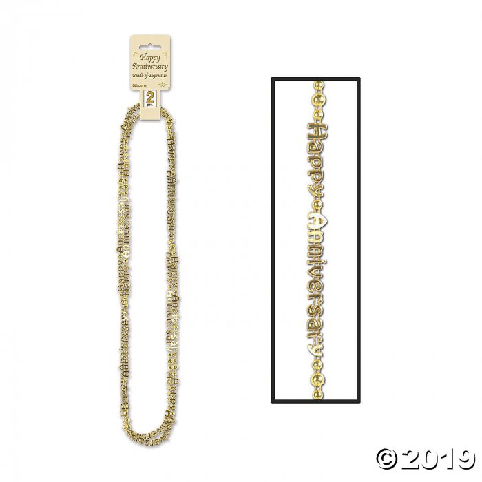 Gold Happy Anniversary Bead Necklaces (2 Piece(s))