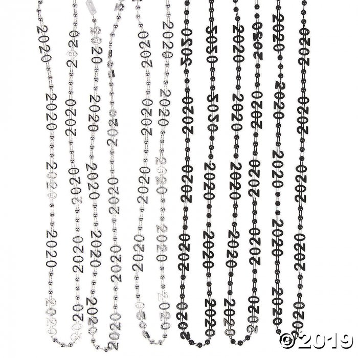 Black & Silver 2020 Beaded Necklaces (24 Piece(s))