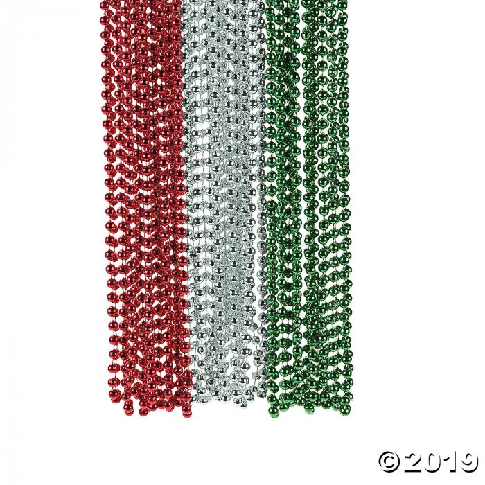 Red, Green & Silver Bead Necklaces (48 Piece(s))