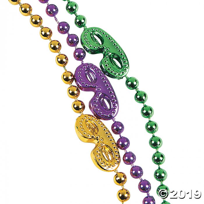 Mask Mardi Gras Beads (Per Dozen)