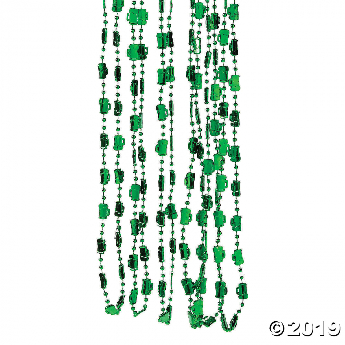 Green Beer Mug Bead Necklaces (24 Piece(s))