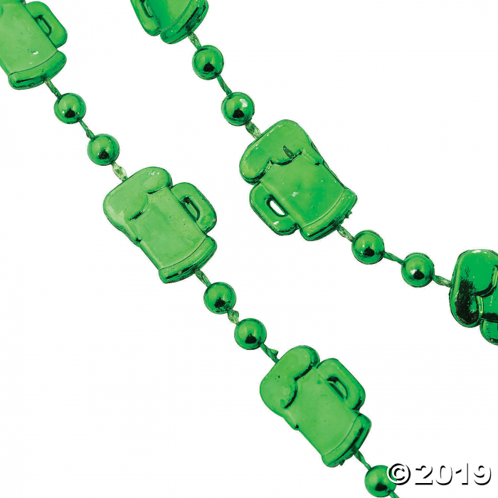 Green Beer Mug Bead Necklaces (24 Piece(s))