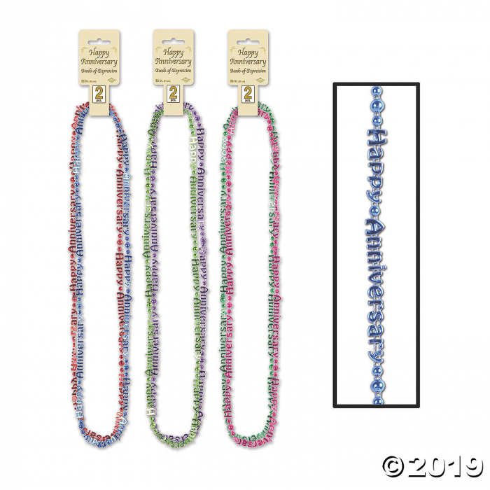 Multicolor Happy Anniversary Bead Necklaces (2 Piece(s))