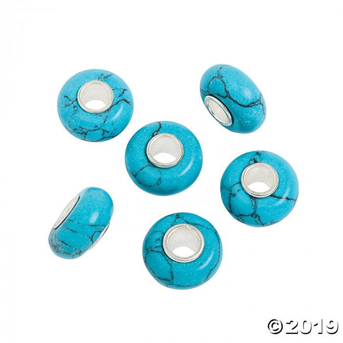 Turquoise Large Hole Beads - 13mm (6 Piece(s))