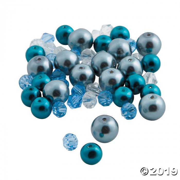 Blue Pearl & Bicone Crystal Bead Mix (50 Piece(s))