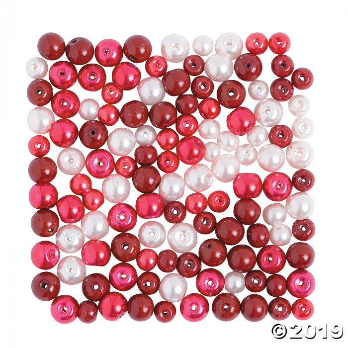 Red & White Pearl Beads - 6mm-8mm (200 Piece(s))