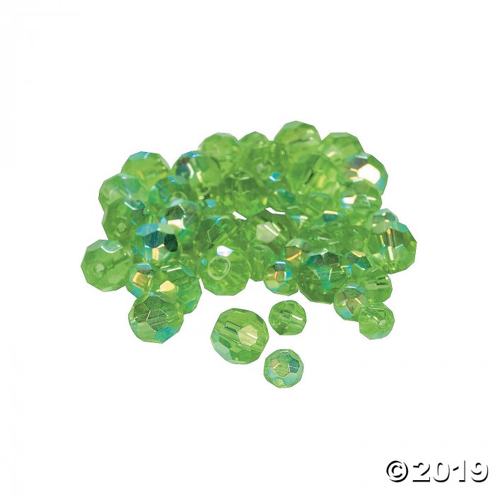 Emerald Aurora Borealis Cut Crystal Round Beads - 4mm-6mm (48 Piece(s))