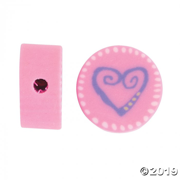 Polymer Flat Round Heart Beads - 10mm (50 Piece(s))