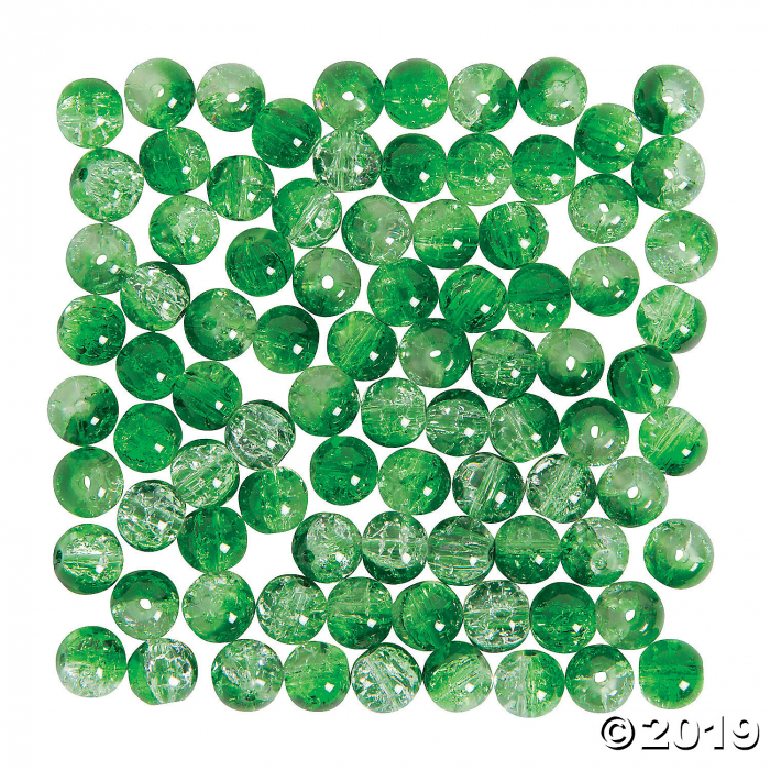 Crushed Glass Green Beads - 8mm (100 Piece(s))