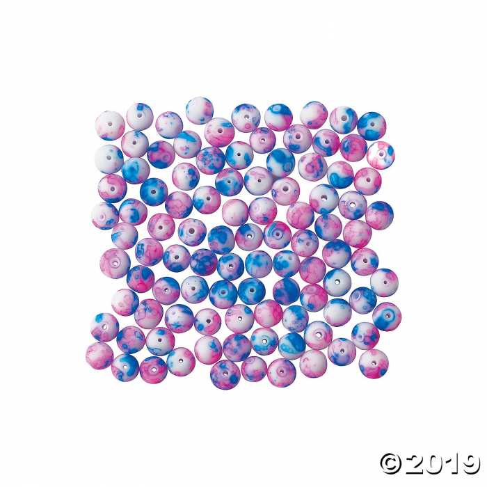 Pink & Blue Tie-Dyed Beads - 10mm (100 Piece(s))