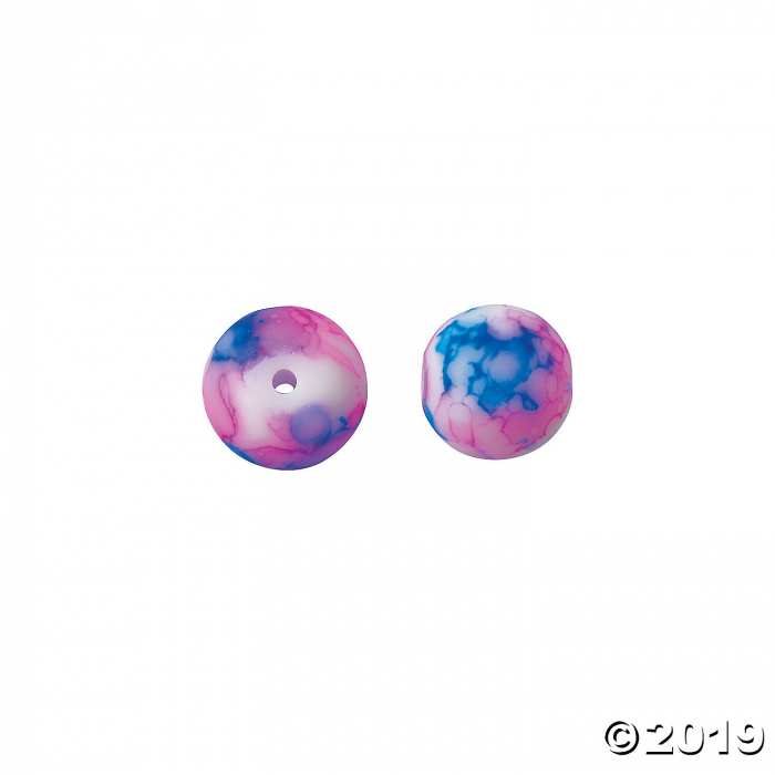 Pink & Blue Tie-Dyed Beads - 10mm (100 Piece(s))
