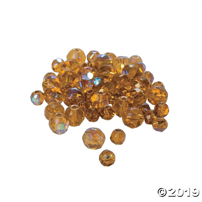 Topaz Aurora Borealis Cut Crystal Round Beads - 4mm-6mm (48 Piece(s))