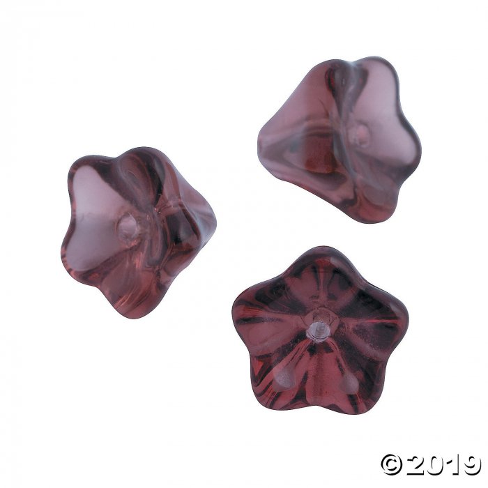 Amethyst Tulip Glass Beads - 9mm (24 Piece(s))
