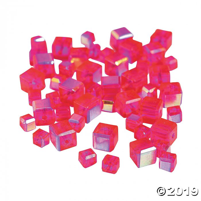 Fuchsia Cube AB Cut Crystal Beads - 4mm-6mm (48 Piece(s))