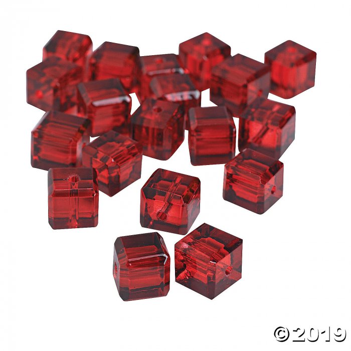 Garnet Cube Cut Crystal Beads - 8mm (48 Piece(s))