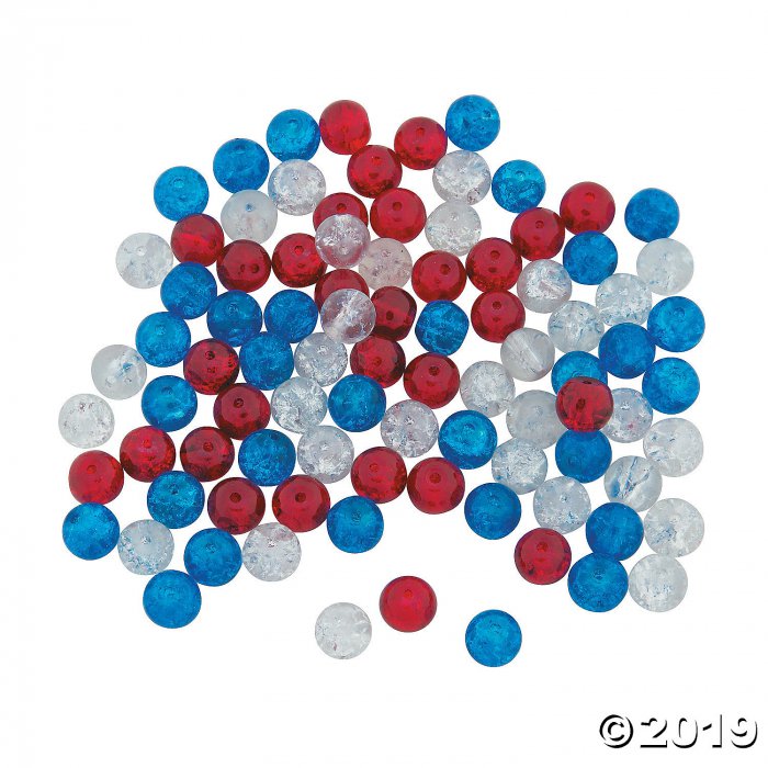 Patriotic Crushed Glass Beads - 8mm (100 Piece(s))
