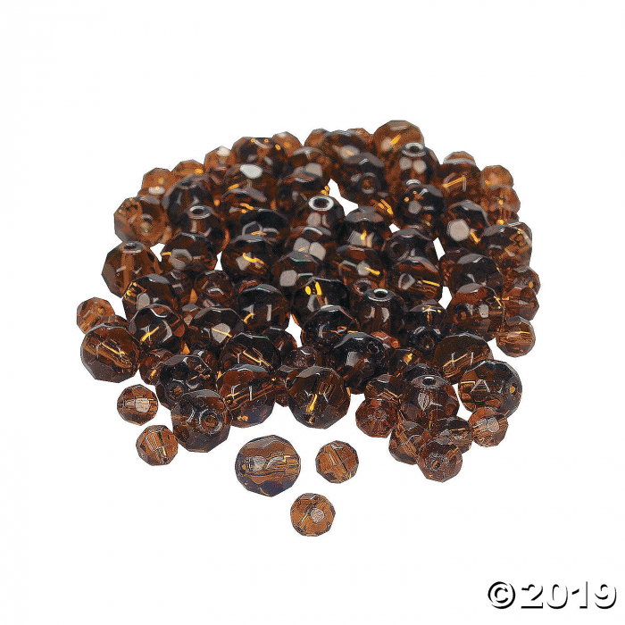 Chocolate Brown Cut Crystal Round Beads - 4mm-6mm (48 Piece(s))