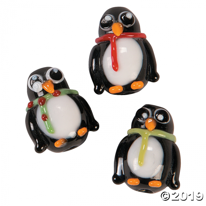 Wacky Penguin Lampwork Beads (Per Dozen)