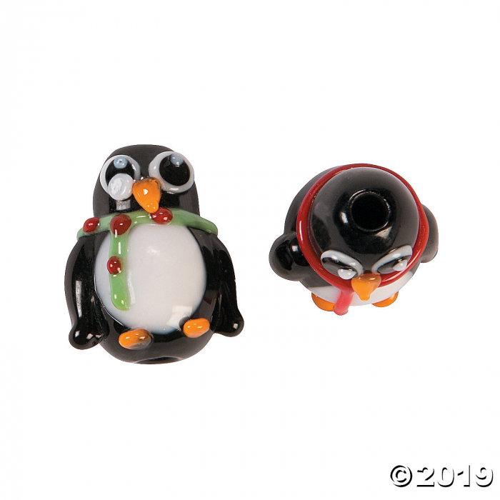 Wacky Penguin Lampwork Beads (Per Dozen)