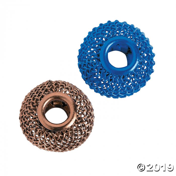 Blue & Brown Mesh Large Hole Beads - 16mm (24 Piece(s))