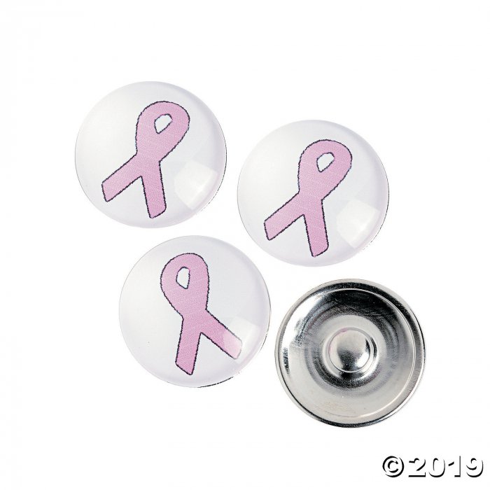 Large Pink Ribbon Snap Beads - 17mm (Per Dozen)