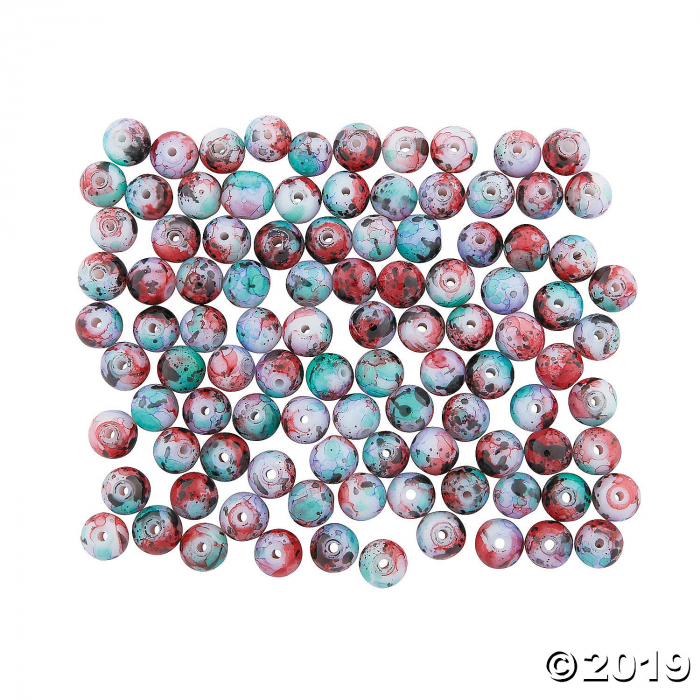 Marbleized Glass Beads - 10mm (100 Piece(s))