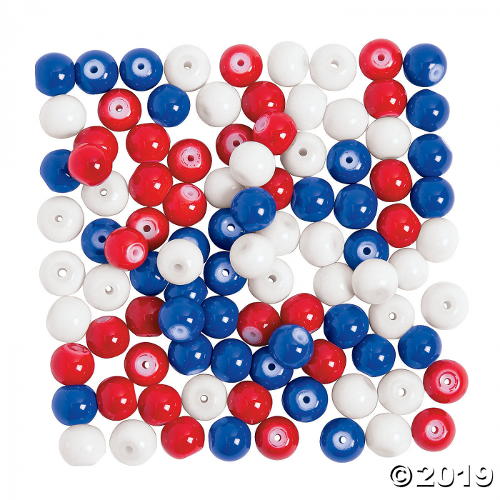 Patriotic Beads - 8mm (100 Piece(s))