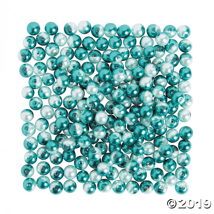 Teal & White Pearl Beads - 8mm (200 Piece(s))