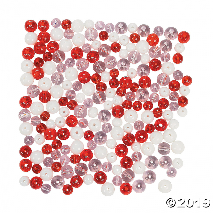 Red, Pink & White Bead Assortment - 5mm-8mm (200 Piece(s))