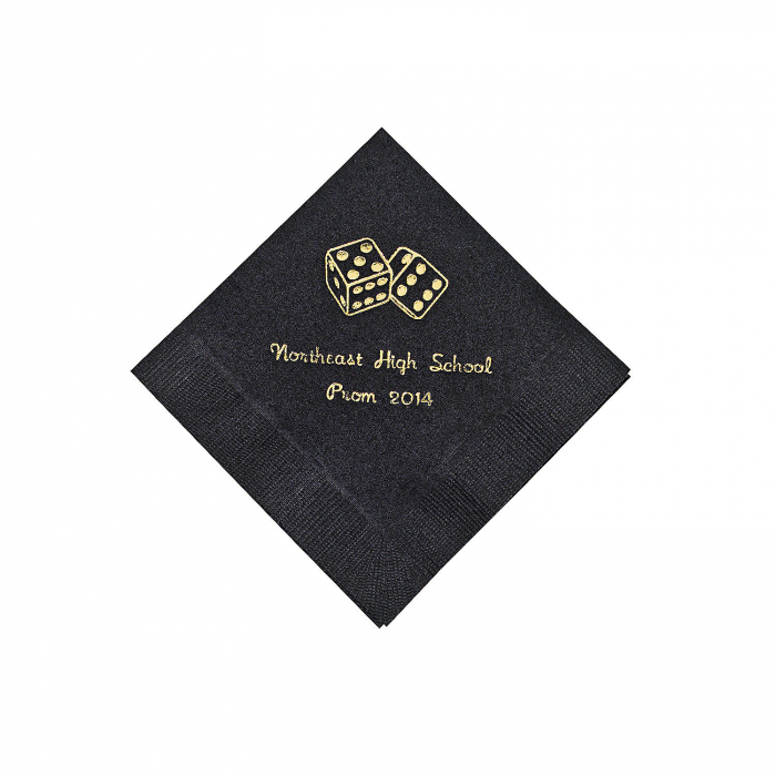 Black Casino Personalized Napkins with Gold Foil - Beverage (50 Piece(s))