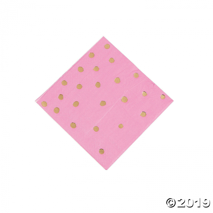 Candy Pink & Gold Foil Polka Dot Beverage Paper Napkins (16 Piece(s)) Candy Pink & Gold Foil Polka Dot Beverage Paper Napkins (16 Piece(s))