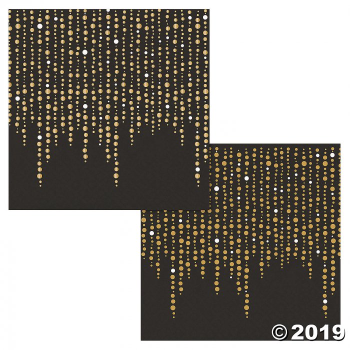 Black with Gold Dots Beverage Napkins (24 Piece(s))