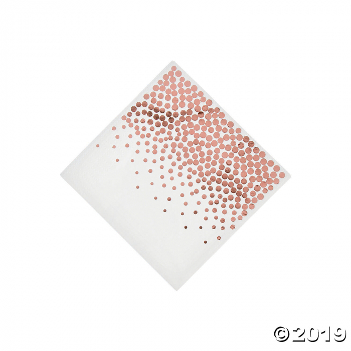 White with Rose Gold Foil Dots Beverage Napkins (16 Piece(s))